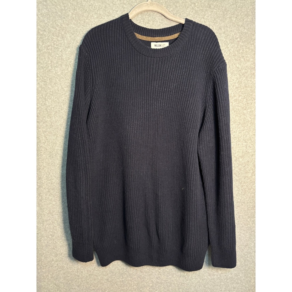William Rast Men's Navy Chunky Knit‎ Crewneck Sweater Cotton Blend XL
